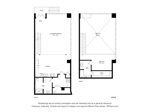 a floor plan of two different floor plans of a house